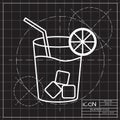 Lemonade with drinking straw illustration. Iced drink vector icon