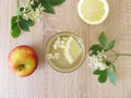 Lemonade with elder flowers, apple juice and lemon Royalty Free Stock Photo