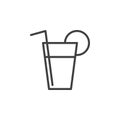 Lemonade, fresh drink line icon, outline vector sign, linear style pictogram isolated on white