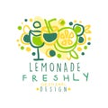 Lemonade freshly original design logo, natural healthy product badge colorful hand drawn vector Illustration