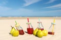 Lemonade and fruit at the beach Royalty Free Stock Photo