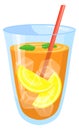 Lemonade glass cartoon icon. Ice refreshment citrus drink