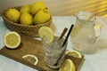 Lemonade glass on cutting board