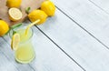 Lemonade in glass.Homemade Refreshment Summer cold drink with fresh lemons and mint Royalty Free Stock Photo