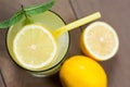 Lemonade in glass.Homemade Refreshment Summer cold drink with fresh lemons and mint Royalty Free Stock Photo