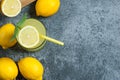 Lemonade in glass.Homemade Refreshment Summer cold drink with fresh lemons and mint Royalty Free Stock Photo