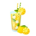 Lemonade glass and lemon. Vector illustration