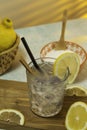 Lemonade glass and lemons Royalty Free Stock Photo