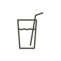 Lemonade icon vector. Outline lemon juice, line drink symbol.