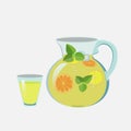 Lemonade jug and glass vector illustration.