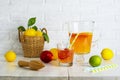 Lemonade with lemons and oranges Royalty Free Stock Photo