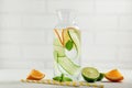 Lemonade made from cucumber, lemon and mint in a glass bottle Royalty Free Stock Photo
