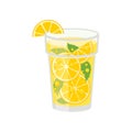 Lemonade with mint on white background. Vector illustration. Royalty Free Stock Photo