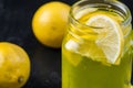 Lemonade or Mojito cocktail with lemon and mint, raspberry, sea buckthorn, grapefruit, cold refreshing drink or drink Royalty Free Stock Photo