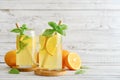 Lemonade with orange and basil Royalty Free Stock Photo