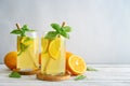 Lemonade with orange and basil Royalty Free Stock Photo