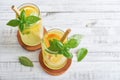 Lemonade with orange and basil Royalty Free Stock Photo