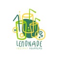 Lemonade original design logo, natural healthy product badge, fresh citrus beverage hand drawn vector Illustration