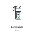Lemonade outline vector icon. Thin line black lemonade icon, flat vector simple element illustration from editable drinks concept Royalty Free Stock Photo