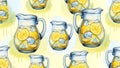 Lemonade Pitchers with Lemon Slices Pattern Royalty Free Stock Photo