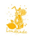 Lemonade refreshing sweet sour drink. Ripe lemon fruit.