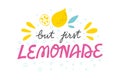 Lemonade sign. Fresh lemon summer lettering. Refreshing logo for beverage stand.