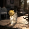 Lemonade On Stone In Rustic Pub. Generative AI Royalty Free Stock Photo