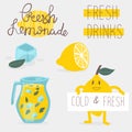 Lemonade summer vector lettering set