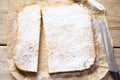 Lemond curd cake  squares with icing sugar Royalty Free Stock Photo