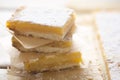 Lemond curd cake  squares with icing sugar Royalty Free Stock Photo