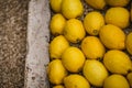 Lemons arranged on the ground in the Menton garden, France, Fete du Citron Royalty Free Stock Photo