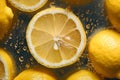 Lemons on Dark Background with Water Drops. Royalty Free Stock Photo