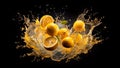 Lemons explosively bursting Perfect for use in culinary arts beverage advertising