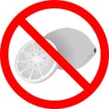Lemons with a forbidden sign. Vector illustration. Royalty Free Stock Photo