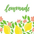 Lemons frame and lemonade lettering. Homemade lemonade logo and sign for poster