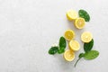 Lemons. Fresh juicy lemons with leaves on white background