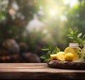 Lemons fruits and lemonade drink backgrounds with empty wooden table