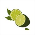 Lemons. Green lemon. Lime. Isolated on a white background. Whole and lobule. Citrus.