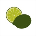 Lemons. Green lemon. Lime. Isolated on a white background. Whole and lobule. Citrus.