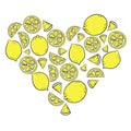Lemons heart vector illustration