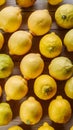 Lemons on kitchen table, vibrant citrus fruits arranged beautifully
