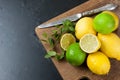 Lemons and limes with mint