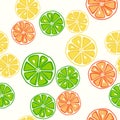 Lemons limes and orange on seamless pattern Royalty Free Stock Photo