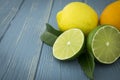 Lemons, limes and oranges fresh with bright colors Royalty Free Stock Photo