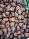 Indonesian fruit, Salak fruit neatly arranged on a green shelf