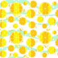 Lemons and oranged slices seamless pattern splash background Royalty Free Stock Photo