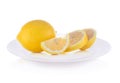 Lemons on plate isolated on white background Royalty Free Stock Photo