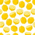 Lemons Print. Yellow Lemon seamless pattern. Citrus. Vector
