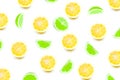 lemons refreshing Yellow and green on white background