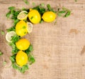 Lemons with salad positioned on the upper left side of the canvas